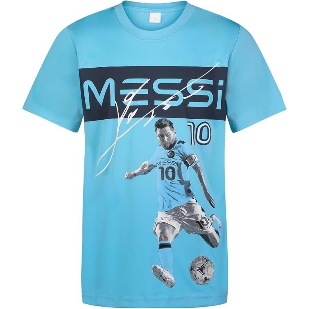 Messi Boys' Lifestyle Short Sleeve Top,Messi Collection Youth 6 Blue New